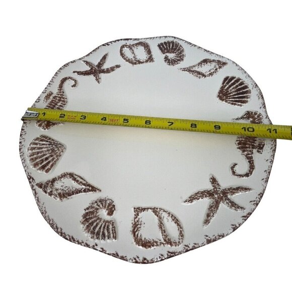 Zodax Seashell Plate Lot of 2 Nautical Beach Home Decor Embossed Seahorse Ocean - Picture 15 of 15